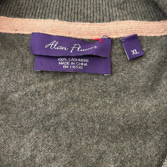 Alan Flesser 1/4 Zip Sweater Cashmere Green SZXL Classic Luxury Knit - Picture 5 of 9